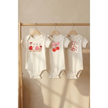 Pamuk Saray %100 Organik Pamuk Sevimli Hayvan Figürü Baskılı Kısa Kollu Çıtçıtlı Bebek Body Zıbın