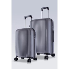 Zeplin Liva PP Polipropilen Ultra Light 2'li Valiz Seti (Kabin ve Orta) Gri