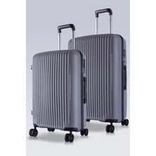 Zeplin Liva PP Polipropilen Ultra Light 2'li Valiz Seti (Orta ve Büyük) Gri