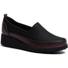 Kuum London K152509 Bordo Siyah Dolgu Taban Kadın Ayakkabı