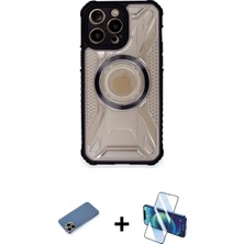 İlk El Grup Ieg™ iPhone 12 Pro Max Kılıf Kutup Modern - Siyah 3D Antistatik Cam Ekran Koruyucu + Gold Shine Kamera Lens Koruma Cam