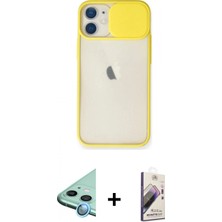 İlk El Grup Ieg™ iPhone 11 Kılıf Vadi Çizgi - Siyah Bilvis 3D Mat Cam Ekran Koruyucu + Mavi Raze Metal Kamera Lens