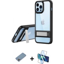 İlk El Grup Ieg™ iPhone 13 Pro Max Kılıf Yadigar Yansıma - Siyah 3D Antistatik Cam Ekran Koruyucu + Gökkuşağı Shine Kamera Lens Koruma Cam