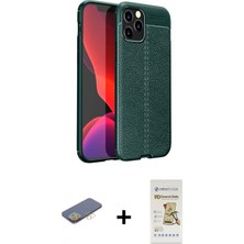 İlk El Grup Ieg™ iPhone 12 Pro Max Kılıf Doruk Klasik Özel Seri - Siyah Mat Seramik Nano Ekran Koruyucu + Sarı Renkli Kamera Lens Koruma Cam