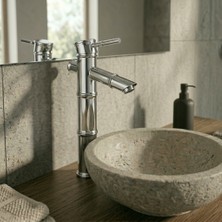 Ralken Bambu Gövde Krom Çanak Lavabo Bataryası - Krom Sabit Çanak Lavabo Musluğu %100 Pirinç