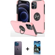 İlk El Grup Ieg™ iPhone 12 Pro Max Kılıf Odak Form Prime - Siyah 34D Izgaralı Cam + Mavi Neon Fosforlu Kamera Lens