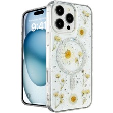 İlk El Grup Apple Iphone 16 Pro Kılıf Daisy Simli Magsafe Kapak - Gümüş