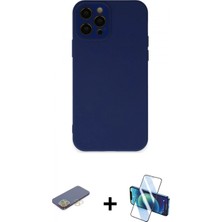 İlk El Grup Ieg™ iPhone 12 Pro Max Kılıf Çekirdek Modern Serisi - Siyah 3D Antistatik Cam Ekran Koruyucu + Sarı Renkli Kamera Lens Koruma Cam