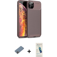 İlk El Grup Ieg™ iPhone 11 Pro Max Kılıf Eksen Form Prime - Şeffaf Pasifik Cam Ekran Koruyucu + Gökkuşağı Shine Kamera Lens Koruma Cam