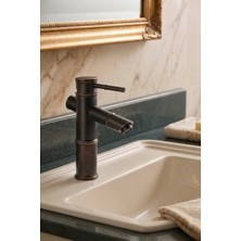 Ralken Bambu Gövde Siyah Lavabo Bataryası - Siyah Antik Sabit Lavabo Musluğu %100 Pirinç