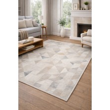 Modern Geometrik Salon Halısı Leke Tutmaz Akrilik 462.000 Sık Dokuma 9mm Yumuşak Halı
