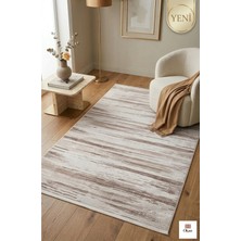 Premium Modern Akrilik Salon Halısı - 9mm Hav Yüksekliği Pamuk Dokuma Taban Vizon Gri Eskitme Desen