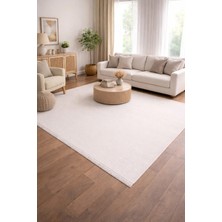 Okan Halı Krem Minimal Desenli | Kaymaz Taban, 5 mm Ince Halı | Mutfak, Antre, Balkon, Salon Halısı