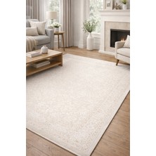 Modern Klasik Krem Halı 2200 gr Yoğunluklu 462.000 Vuruş Leke Tutmaz Salon Halısı