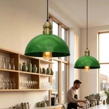 Homing Swiss Retro Yeşil Metal Tekli Sarkıt Avize