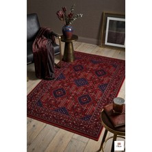 Premium Akrilik Bambu Halı - Kırmızı Klasik Uşak Desenli Salon Halısı 8mm Yumuşak Havlı Dokuma Taban