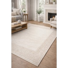 Modern Klasik Krem Halı 462.000 Vuruş Akrilik Iplik Leke Tutmaz Şık Salon Halısı