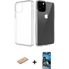 İlk El Grup Ieg™ iPhone 11 Pro Max Kılıf Zirve Doku - Siyah 34D Izgaralı Cam + Pembe Renkli Kamera Lens Koruma Cam
