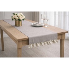 %100 Pamuk Faralya Life Ekose Fırfırlı Runner 45X140 cm Pamuklu Masa Runner Dekoratif Masa Örtüsü