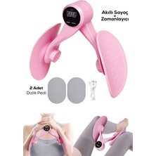 PremiumPort Pembe Dijital Ekranlı Kalça ve Iç Bacak Sıkılaştırma Egzersiz Aleti