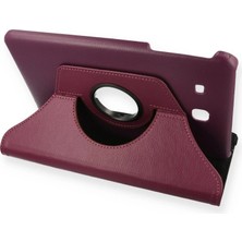 İlk El Grup Samsung Galaxy T560 Tab E 9.7 Kılıf 360 Tablet Deri Kılıf - Mürdüm