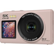 Azurtech 5k Ultra Hd Dual Screen Dijital Kamera 18X Zoom 80MP Fotoğraf Video Kamera Vlog Selfie Kamera