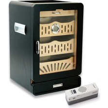 Cigarloong Elektronik Nemlendiricili Camlı 4 Çekmeceli Puro Kutusu Humidor Siyah