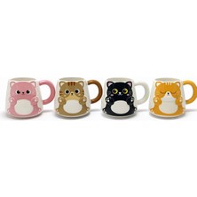 Tbl Dekor Özel Tasarım 3D Kedi Figürlü Seramik Kupa Bardak