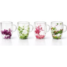 Zenvia Çift Camlı Çiçekli Borosilikat Kupa Bardak - Model 2 ZNV-TTT3245