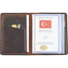 Haki Deri Araç Ruhsat ve Kart Kılıfı, Şık ve Kullanışlı Tasarım