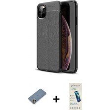 İlk El Grup Ieg™ iPhone 11 Pro Max Kılıf Doruk Klasik Özel Seri - Şeffaf Pasifik Cam Ekran Koruyucu + Gümüş Metal Kamera Lens Koruma Cam