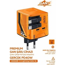 İlk El Grup Gan+ Pd 40W Hızlı Şarj Adaptörü Çoklu Çıkış Usb-C Lightning Kablolu Hızlı Şarj Cihazı