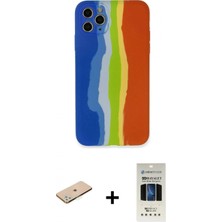 İlk El Grup Ieg™ iPhone 11 Pro Kılıf Yadigar Çizgi - Siyah 5d Hayalet Cam Ekran Koruyucu + Yeşil Renkli Kamera Lens Koruma Cam