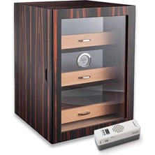 Cigarloong Elektronik Nemlendiricili Camlı 3 Çekmeceli Puro Kutusu Humidor Abanoz