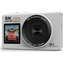 Azurtech 5k Ultra Hd Dual Screen Dijital Kamera 18X Zoom 80MP Fotoğraf Video Kamera Vlog Selfie Kamera