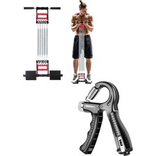 PremiumPort Çok Fonksiyonlu Çelik Yaylı Spor Aleti Seti, El, Ayak, Göğüs, Sayaçlı