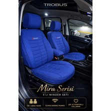 Trobus Fiat Linea 2007 ve Sonrası Uyumlu Mira Serisi Mavi 5'li Oto Koltuk Minderi