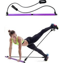 PremiumPort Taşınabilir Pilates Çubuğu, Çekme Lastikli Squat Barı, Spor Egzersiz Aleti