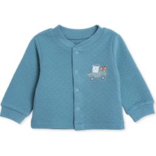 Hellobaby Erkek Bebek Kapitone Hırka Araba Baskılı Çıtçıtlı Bisiklet Yaka Long Sleeve