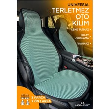 Yeşil Beyaz 3 Parça Oto Koltuk Koruyucu Kılıf Seti, %100 Pamuk