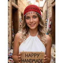 Happy Handmade Pullu File Kroşe Şapka/nazar Boncuklu Yazlık Bere/viral Şapka/kırmızı Yazlık Şapka/plaj/tatil/abiye