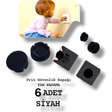 Salıncak Priz Kapağı Tam Kapalı Çocuk Güvenliği Kapatıcı,Koruyucu 6 Adet (Siyah)