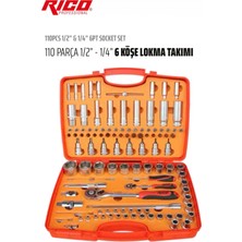Rico Professional - 110 Parça 1/2-1/4 6 Köşe Lokma Takımı