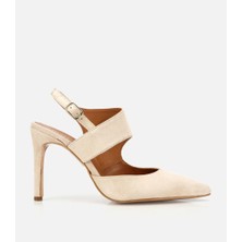 Hotiç 01AYH321950A310 KADIN Süet Deri Bej Arkası Açık Stiletto