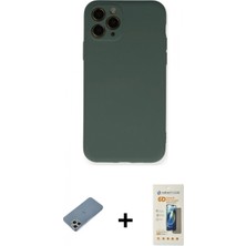 İlk El Grup Ieg™ iPhone 11 Pro Kılıf Ahenk Serisi - Siyah 6d Mat Seramik Hayalet Nano Ekran Koruyucu + Gümüş Shine Kamera Lens Koruma Cam