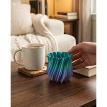 Mavi Degrade Kıvrımlı 3D Vazo Minimal Modern Ev Dekoru