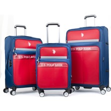 U.S. Polo Assn. Kumaş Körüklü Geniş Hacim Ultra Hafif 3 Lü Valiz Seti (Kabin Orta Büyük Boy)