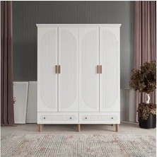 Vivense Bahar Gardırop, Beyaz, 4 Kapaklı