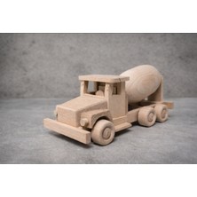 WoodBay Kayın Ağacı Ahşap Beton Mikseri Oyuncak 22X9X9 cm – El Yapımı Doğal Dekoratif Beton Arabası