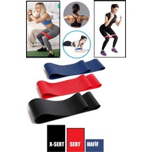 PremiumPort 3'lü Direnç Bandı Seti, Pilates ve Yoga Için 60 cm Mini Loop Bandleri
